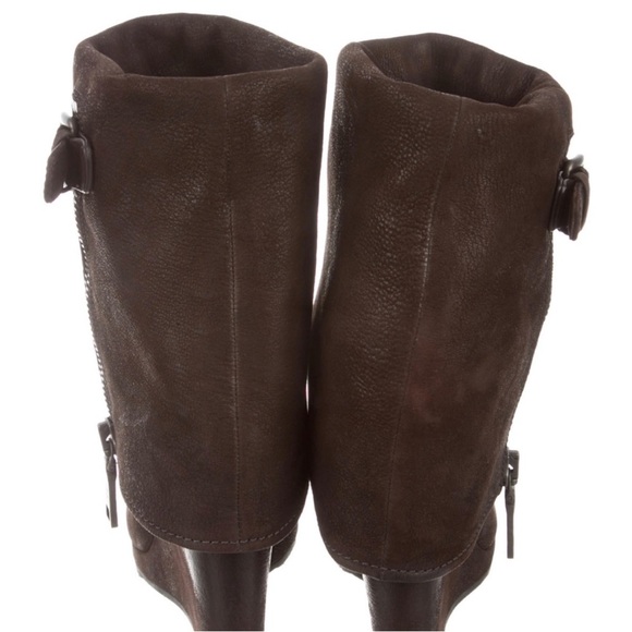 Rare Prada Suede Fold Over Calzature Wedge Boots - Picture 2 of 5